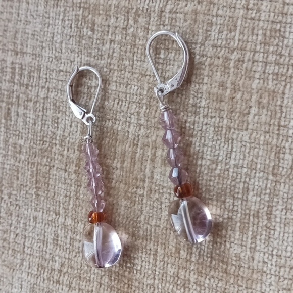 Silver Tone Leverback Glass Beaded Dangle Earrings - Picture 1 of 6